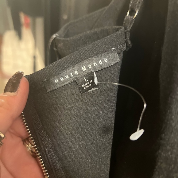 🖤NWT-HAUTE MONDE SEXY BLACK COCKTAIL DRESS WITH RHINESTONES SZ L🖤 - Picture 8 of 14